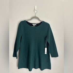Chico’s Forest Green Pullover Sweater 3/4 Sleeve Scoop Neck Women’s Top 1 M NWT